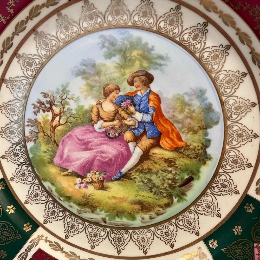 Vintage Hutschenreuther Hohenberg Bavaria porcelain platter w/ a courting couple